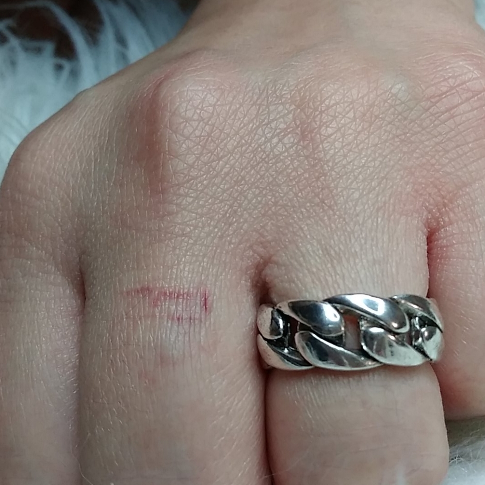 Sterling Silver Chain Link Open Ring